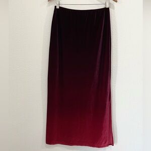 Vintage Velvet Red Ombre Whimsigoth Skirt Slit Dark Fairy Romantic